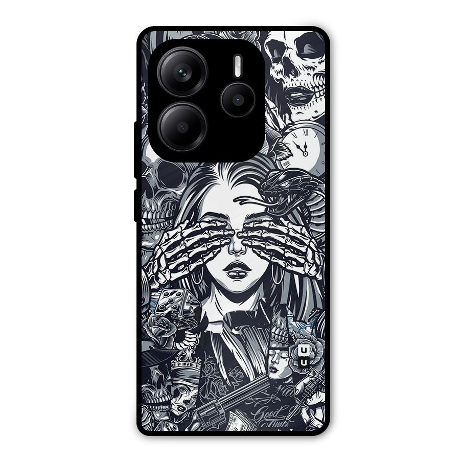 Vintage Skulls and Girl Style Metal Back Case for Redmi Note 14 5G