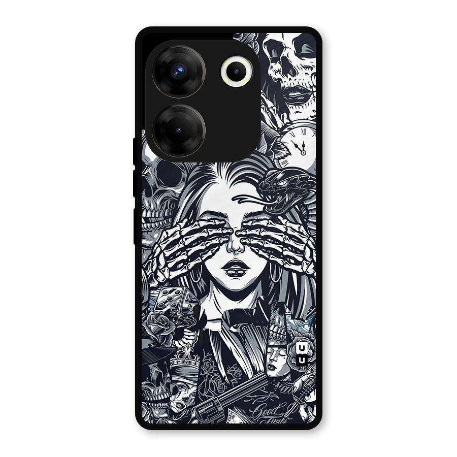 Vintage Skulls and Girl Style Metal Back Case for Tecno Camon 20