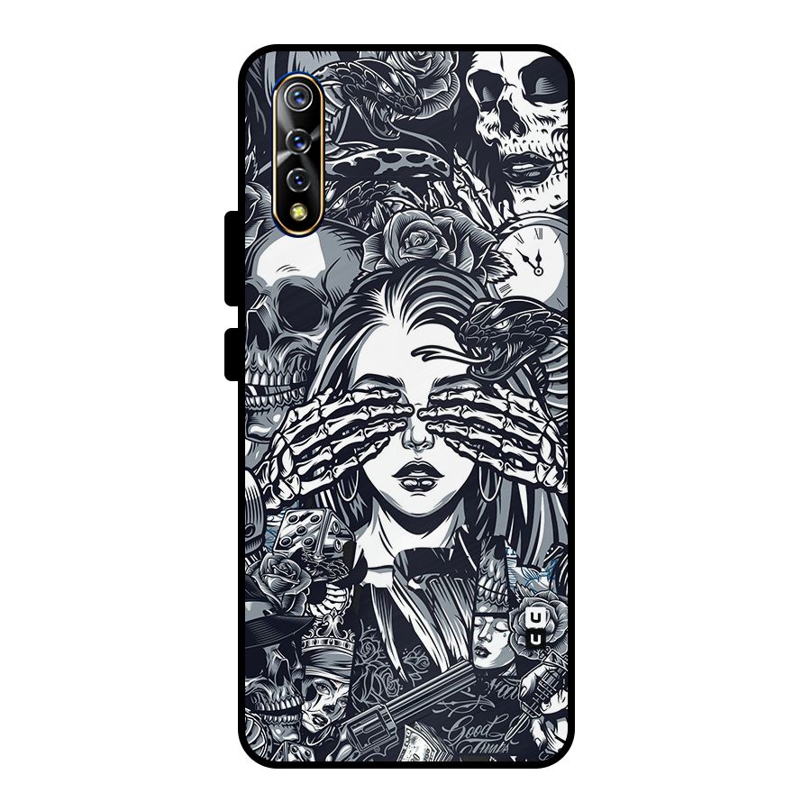 Vintage Skulls and Girl Style Metal Back Case for Vivo S1