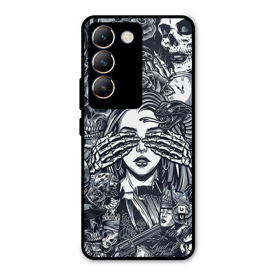 Vintage Skulls and Girl Style Metal Back Case for Vivo T3 5G