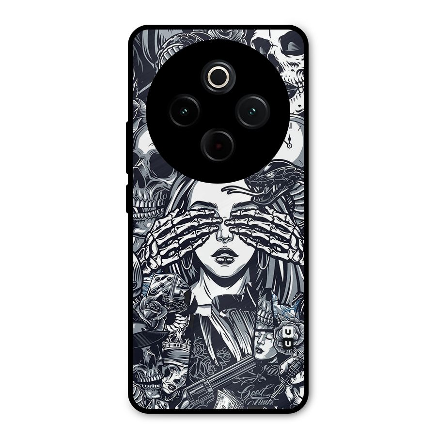 Vintage Skulls and Girl Style Metal Back Case for Vivo T4