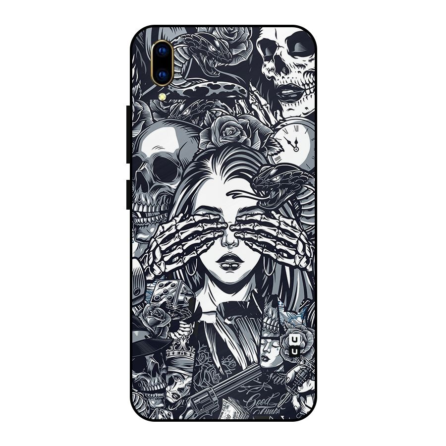 Vintage Skulls and Girl Style Metal Back Case for Vivo V11 Pro
