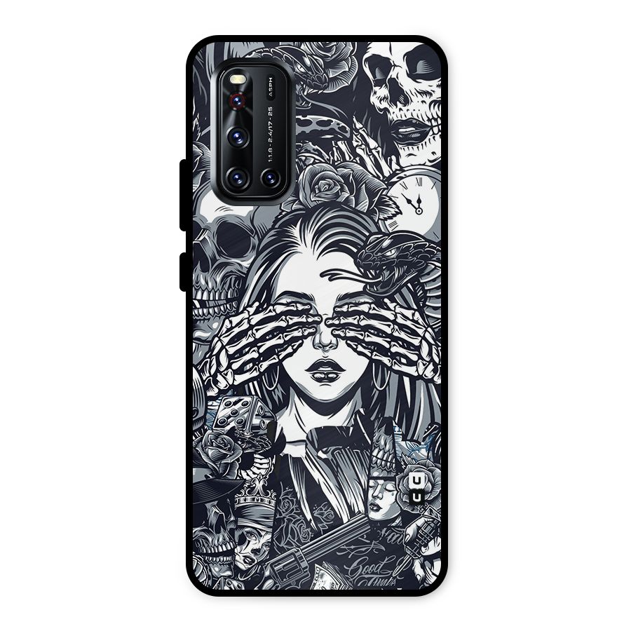 Vintage Skulls and Girl Style Metal Back Case for Vivo V19