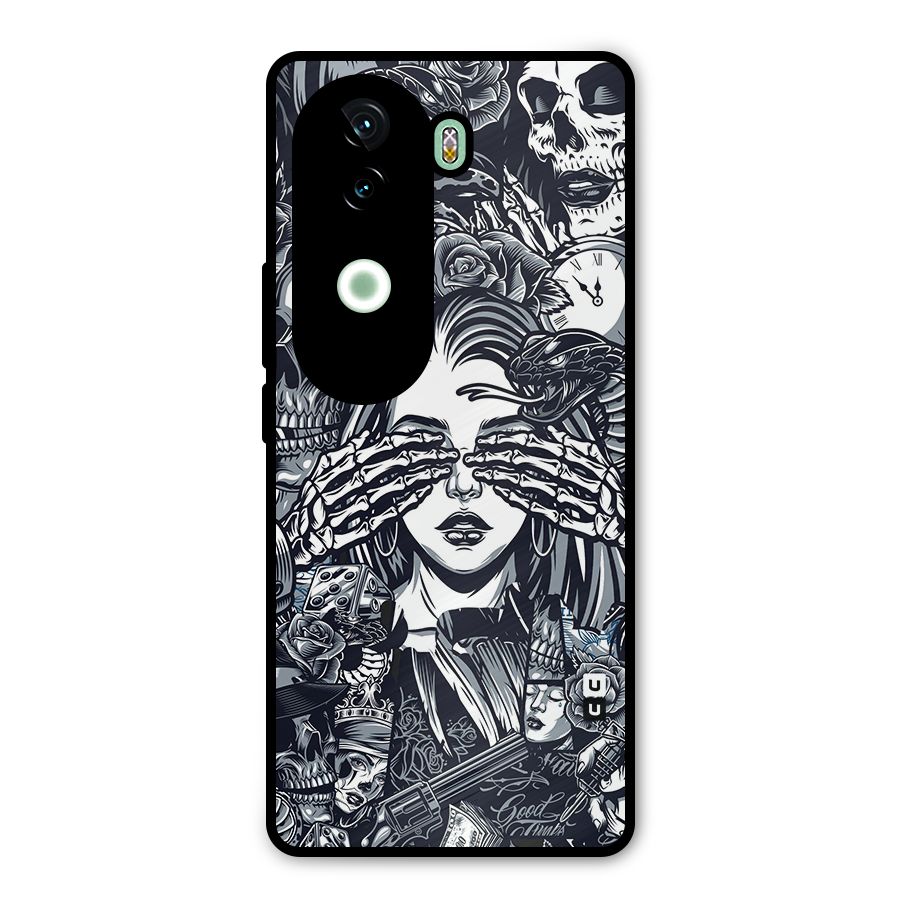 Vintage Skulls and Girl Style Metal Back Case for Vivo V40e