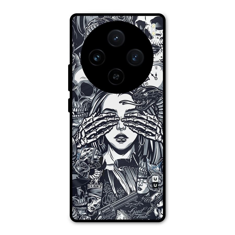 Vintage Skulls and Girl Style Metal Back Case for Vivo X100