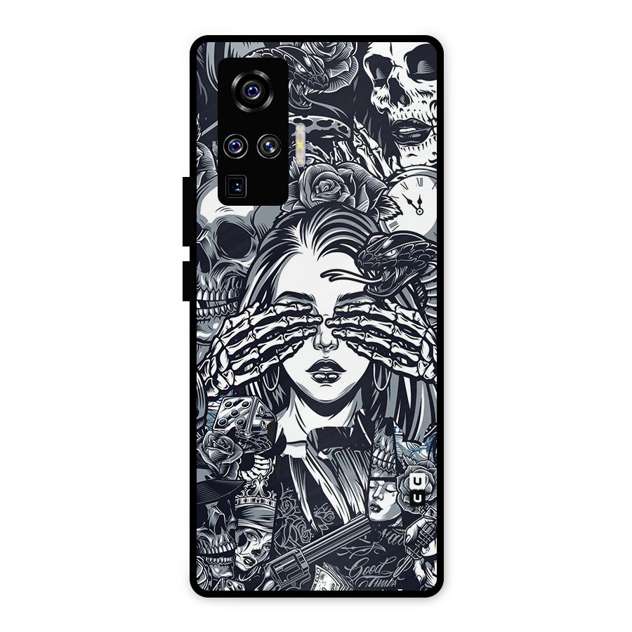 Vintage Skulls and Girl Style Metal Back Case for Vivo X50 Pro