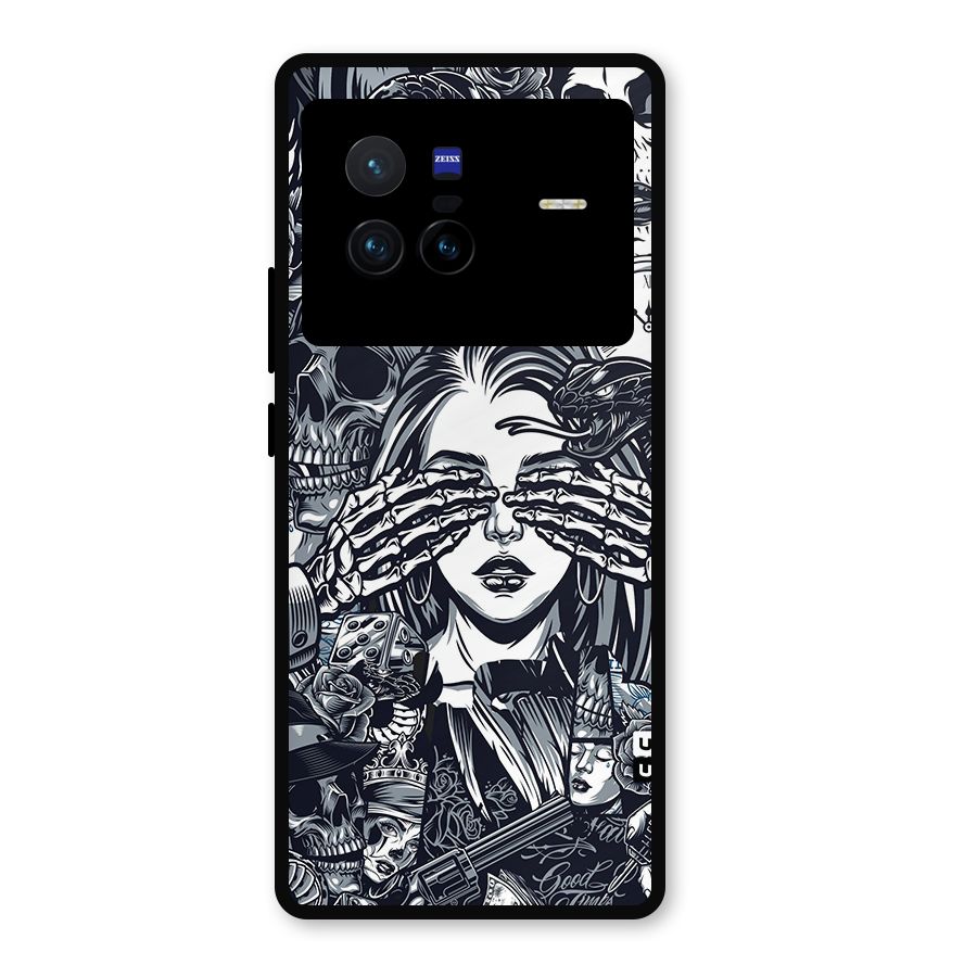 Vintage Skulls and Girl Style Metal Back Case for Vivo X80