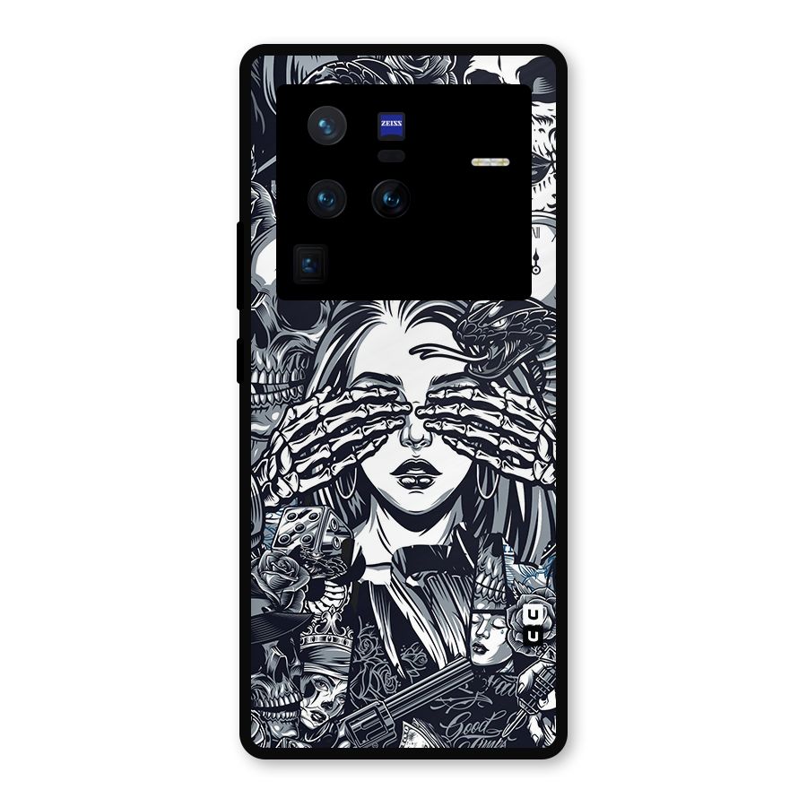 Vintage Skulls and Girl Style Metal Back Case for Vivo X80 Pro