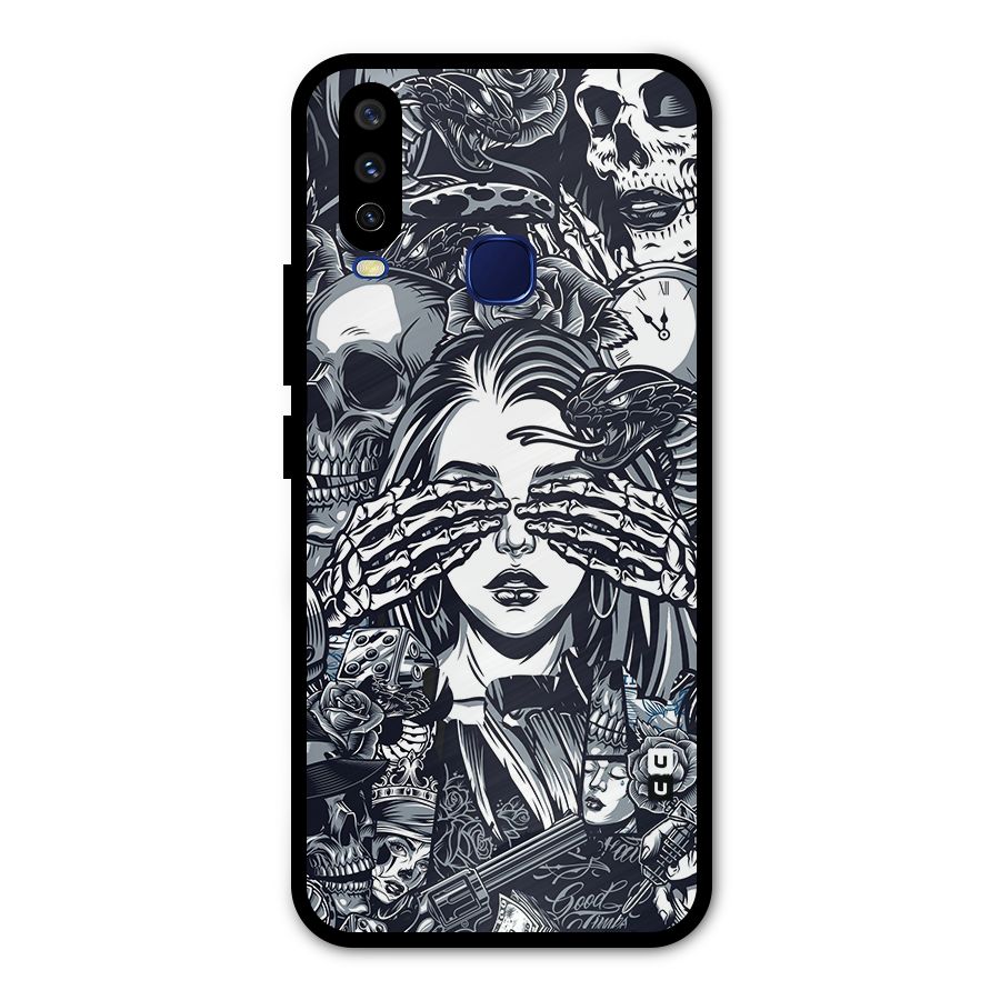 Vintage Skulls and Girl Style Metal Back Case for Vivo Y12