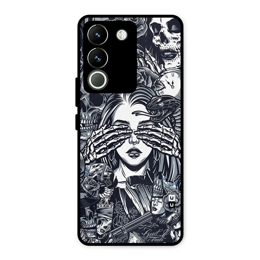 Vintage Skulls and Girl Style Metal Back Case for Vivo Y200