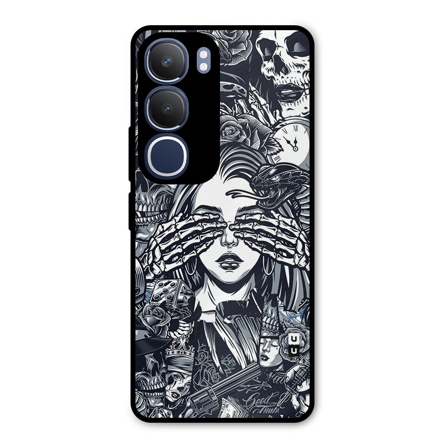 Vintage Skulls and Girl Style Metal Back Case for Vivo Y29