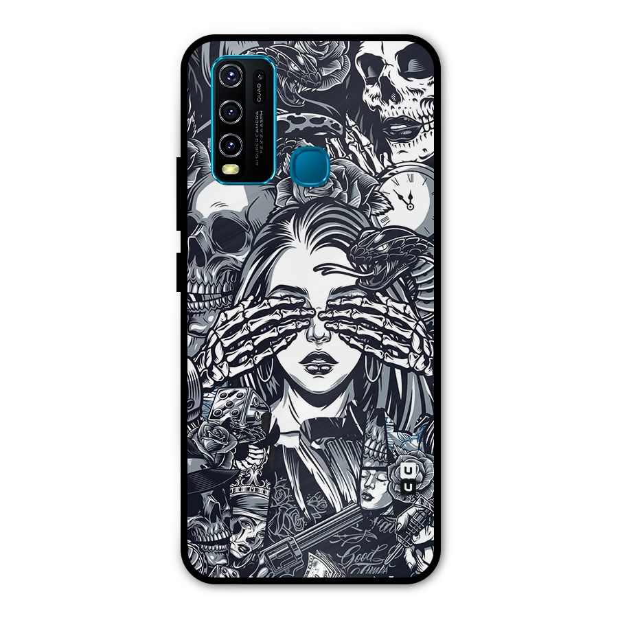 Vintage Skulls and Girl Style Metal Back Case for Vivo Y30