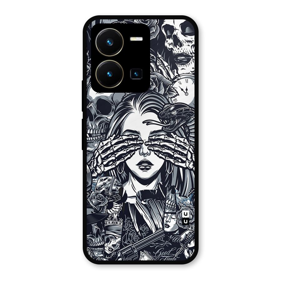 Vintage Skulls and Girl Style Metal Back Case for Vivo Y35