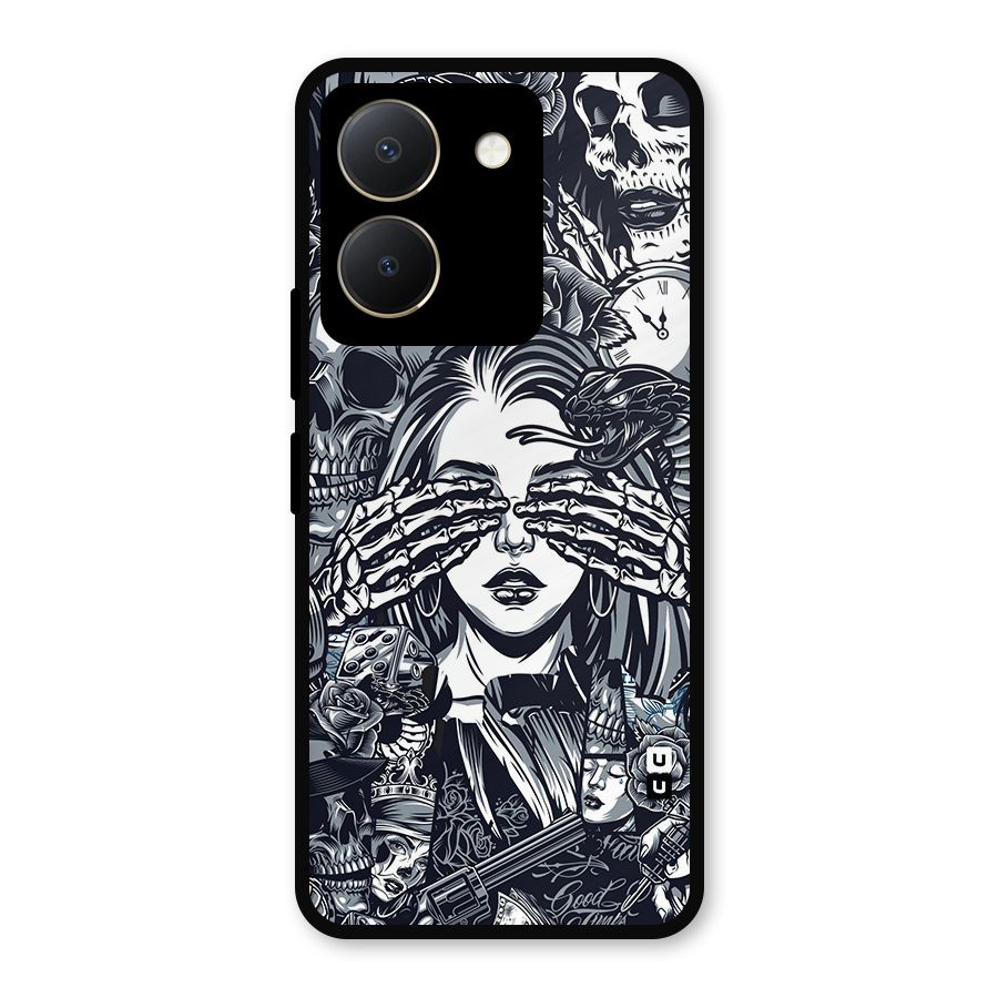Vintage Skulls and Girl Style Metal Back Case for Vivo Y36