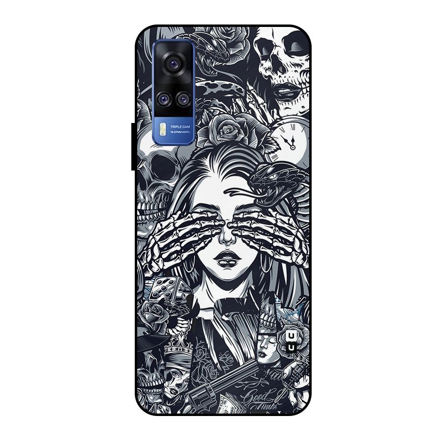 Vintage Skulls and Girl Style Metal Back Case for Vivo Y51
