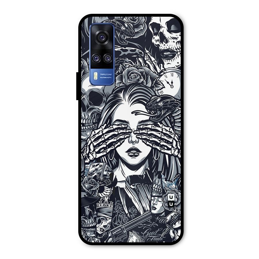 Vintage Skulls and Girl Style Metal Back Case for Vivo Y51A