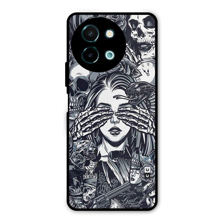 Vintage Skulls and Girl Style Metal Back Case for Vivo Y58