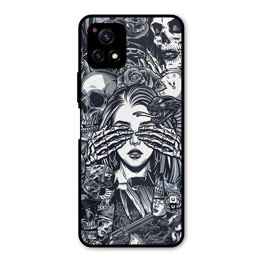 Vintage Skulls and Girl Style Metal Back Case for Vivo Y72 5G