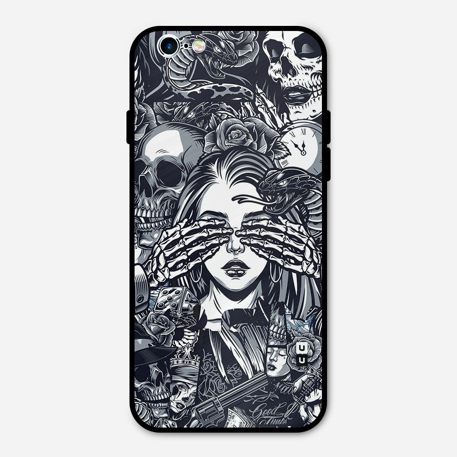 Vintage Skulls and Girl Style Metal Back Case for iPhone 6 6s