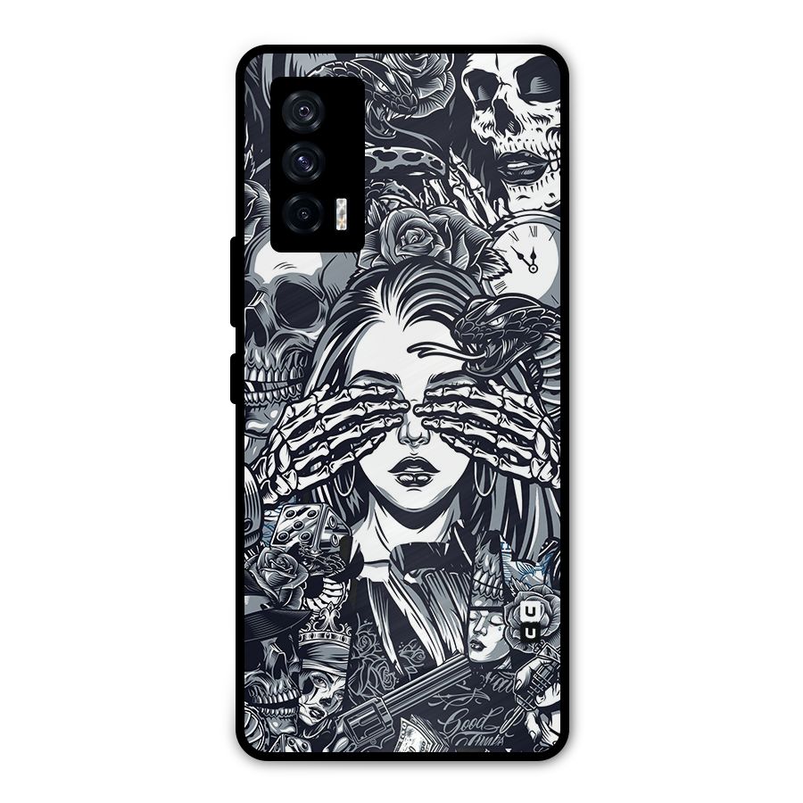 Vintage Skulls and Girl Style Metal Back Case for iQOO 7 5G