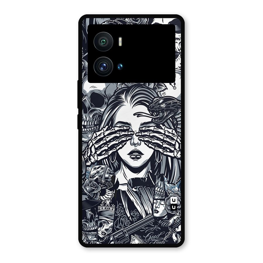 Vintage Skulls and Girl Style Metal Back Case for iQOO 9 Pro