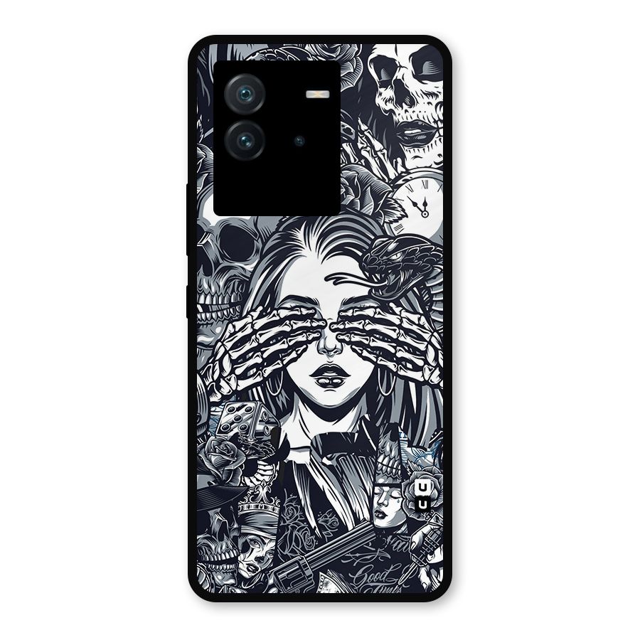 Vintage Skulls and Girl Style Metal Back Case for iQOO Neo 6 5G