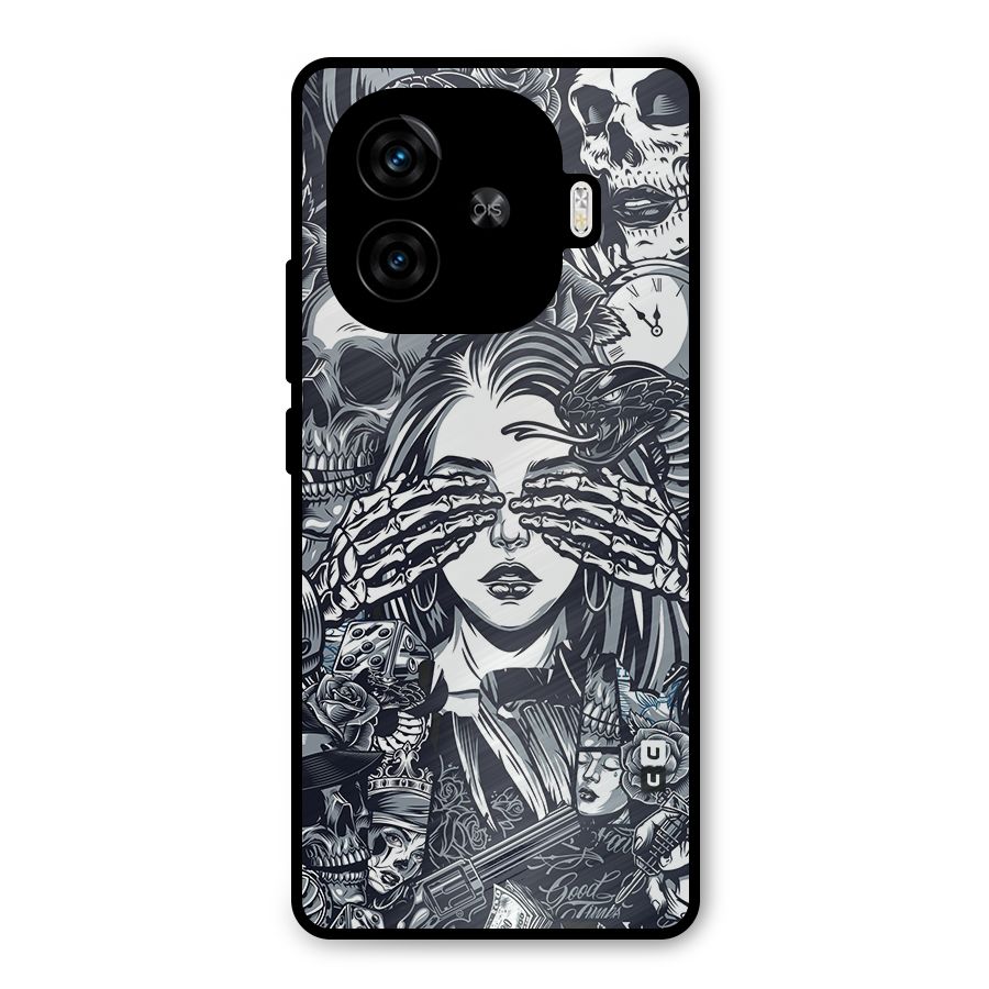 Vintage Skulls and Girl Style Metal Back Case for iQOO Z9 Turbo