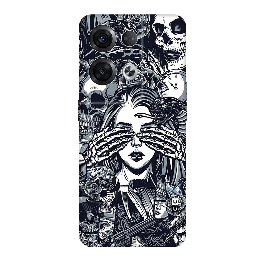 Vintage Skulls and Girl Style Original Polycarbonate Back Case for Oppo Reno8 Pro 5G