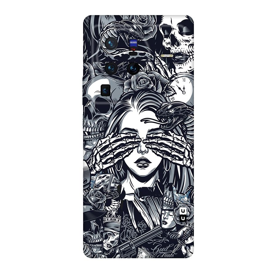 Vintage Skulls and Girl Style Original Polycarbonate Back Case for Vivo X80