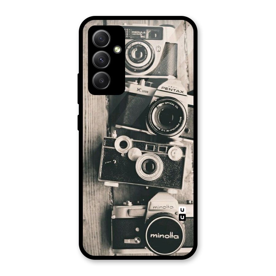 Vintage Style Shutter Glass Back Case for Galaxy A34