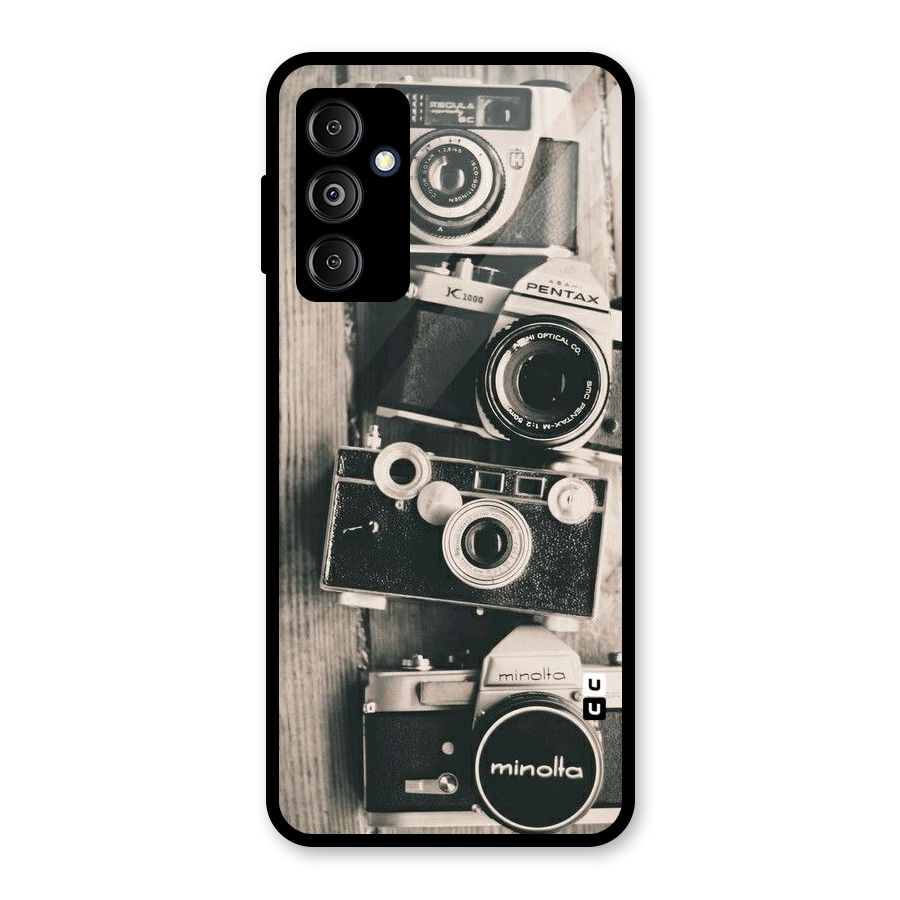 Vintage Style Shutter Glass Back Case for Galaxy M14 5G