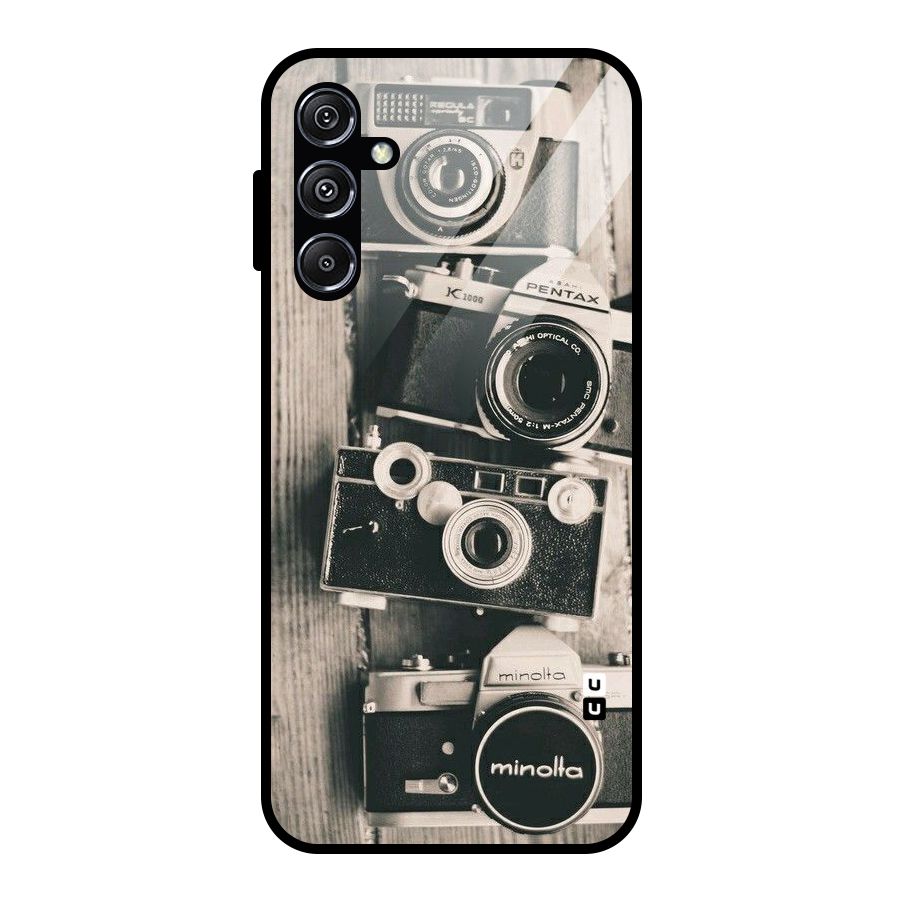 Vintage Style Shutter Glass Back Case for Galaxy M34 5G