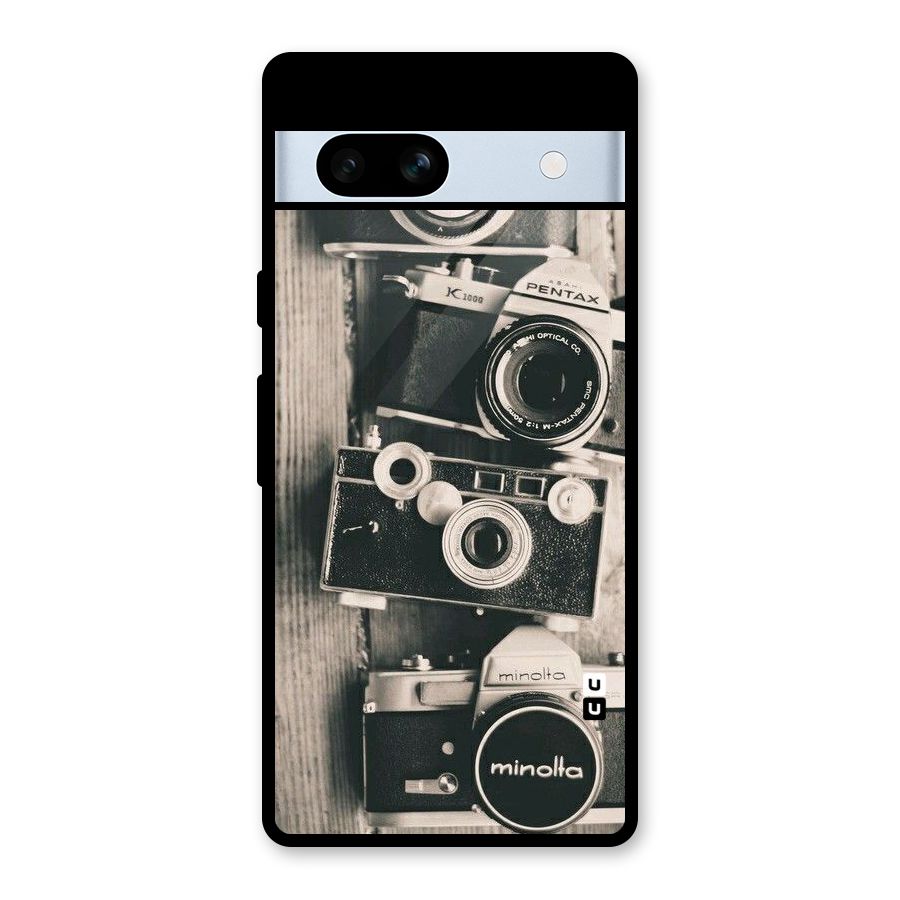 Vintage Style Shutter Glass Back Case for Google Pixel 7a