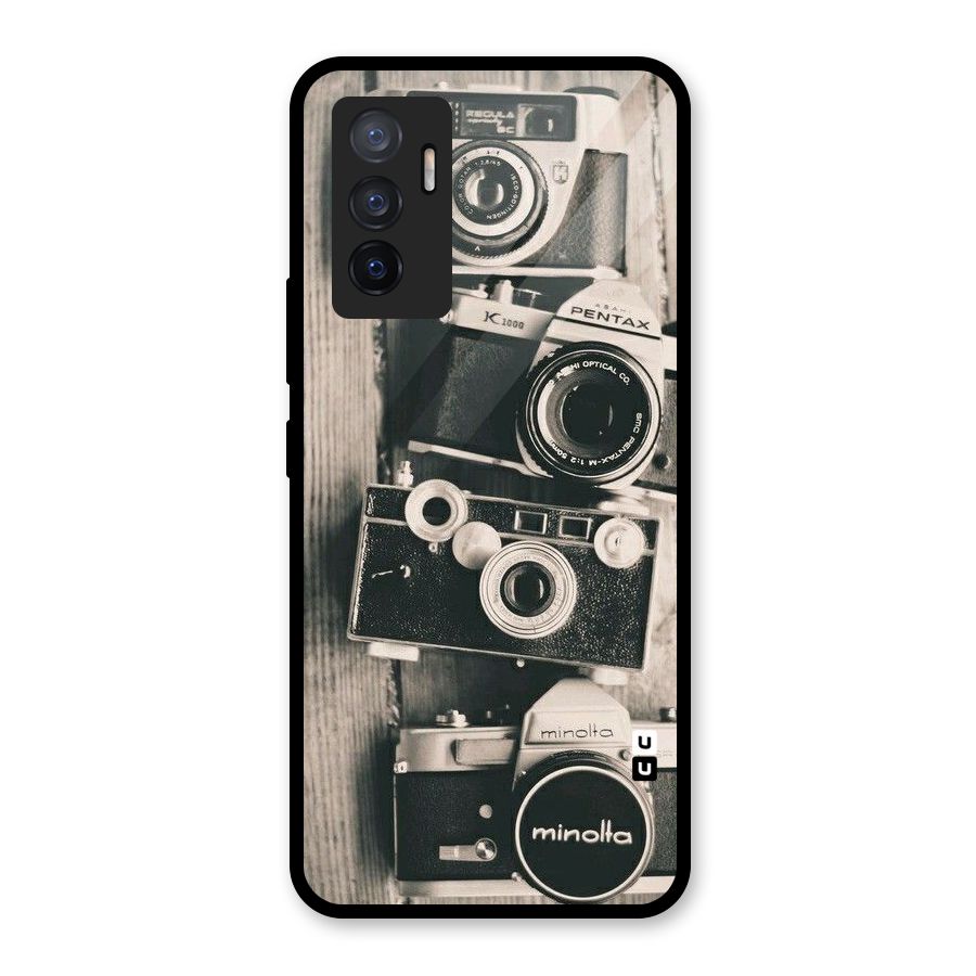 Vintage Style Shutter Glass Back Case for Vivo V23e