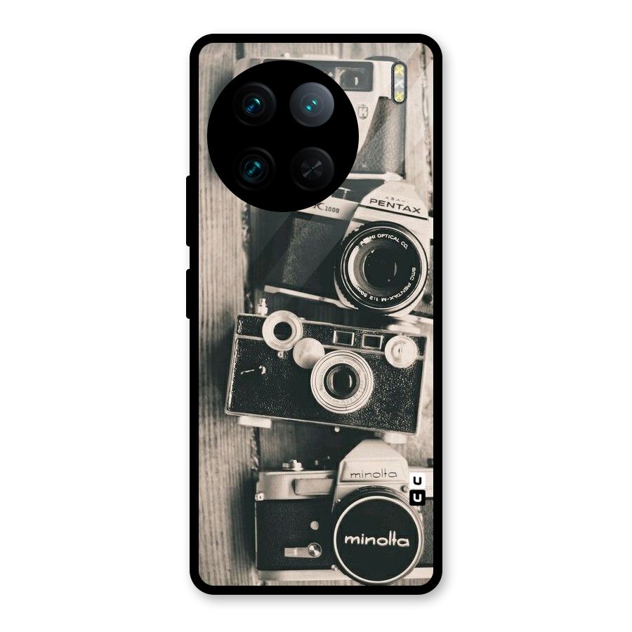 Vintage Style Shutter Glass Back Case for Vivo X90 Pro