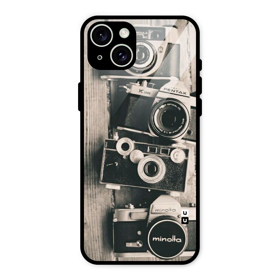 Vintage Style Shutter Glass Back Case for iPhone 15 Plus