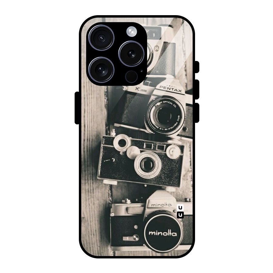 Vintage Style Shutter Glass Back Case for iPhone 15 Pro