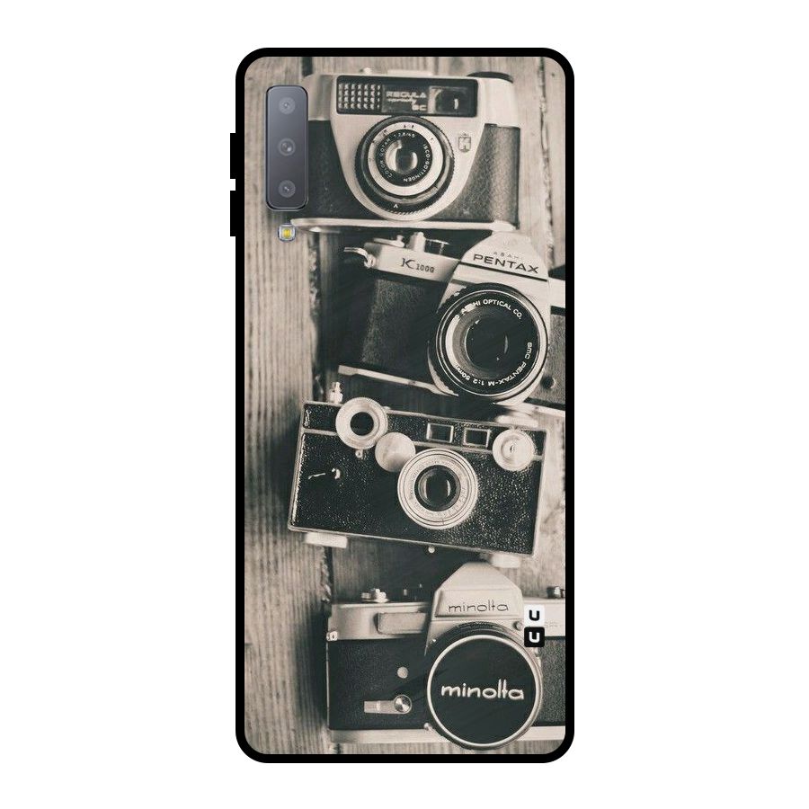 Vintage Style Shutter Metal Back Case for Galaxy A7 (2018)