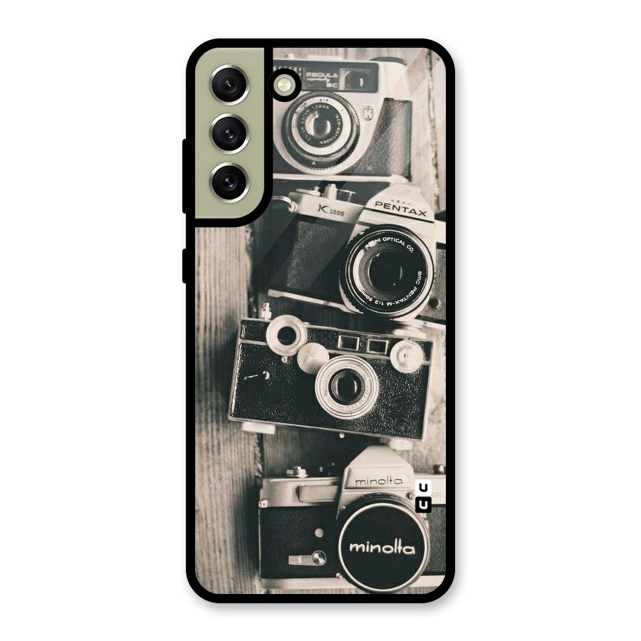 Vintage Style Shutter Metal Back Case for Galaxy S21 FE 5G (2023)