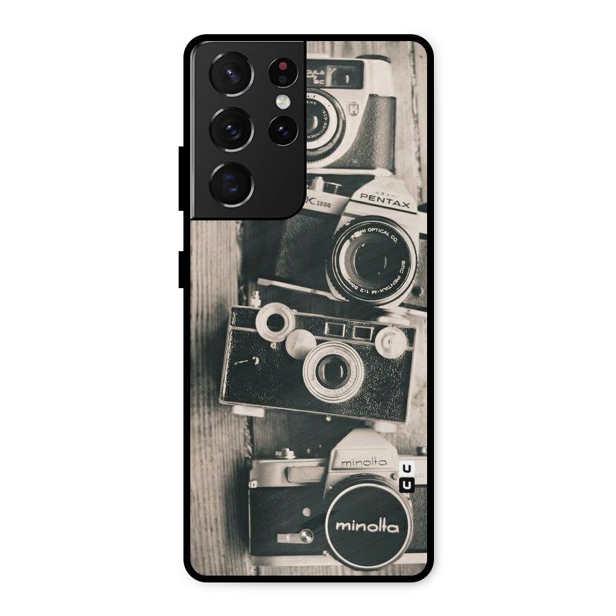 Vintage Style Shutter Metal Back Case for Galaxy S21 Ultra 5G