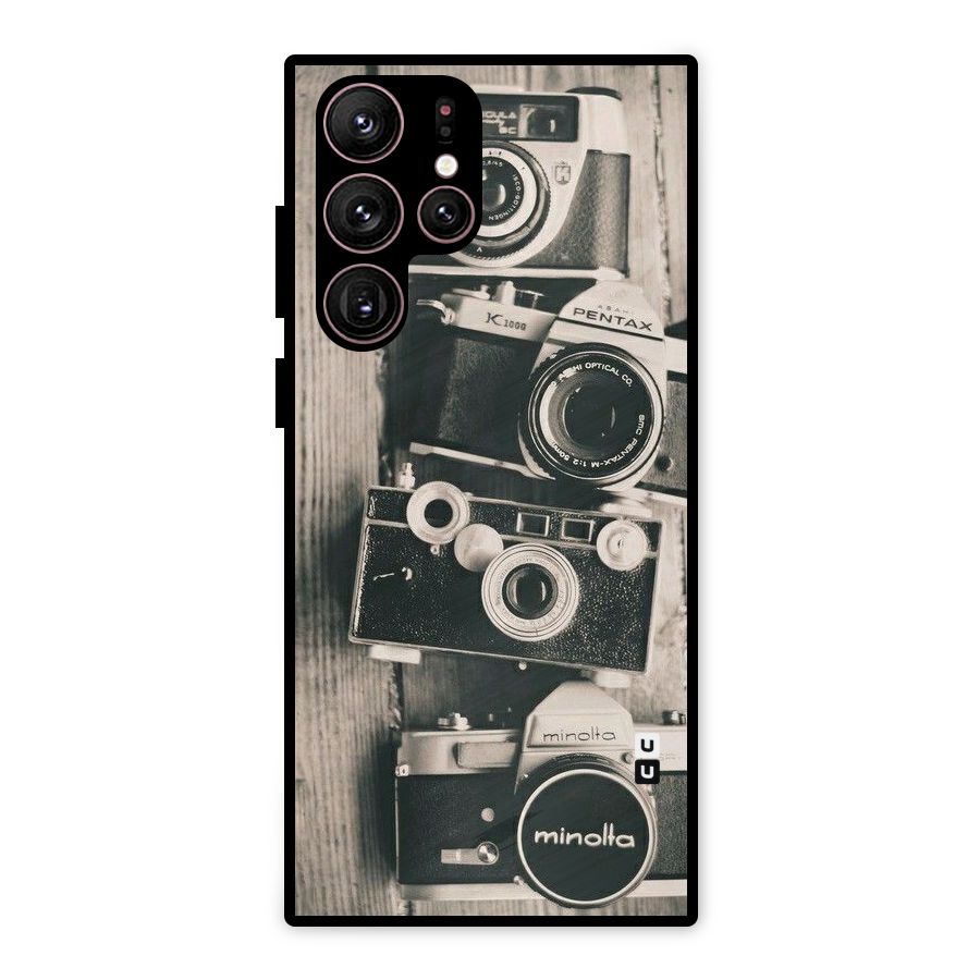 Vintage Style Shutter Metal Back Case for Galaxy S22 Ultra 5G