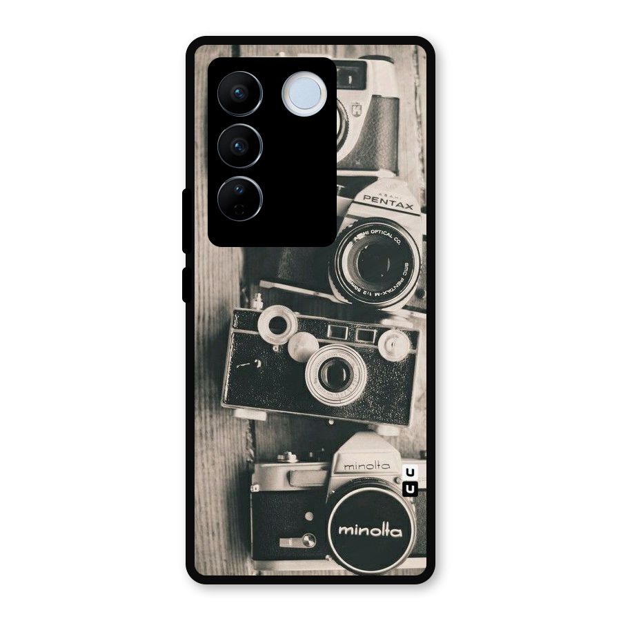 Vintage Style Shutter Metal Back Case for Vivo V27 Pro