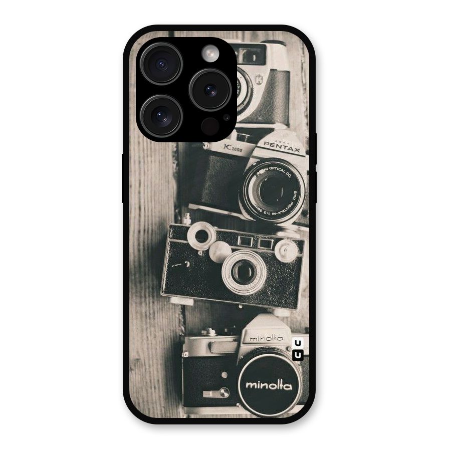 Vintage Style Shutter Metal Back Case for iPhone 15 Pro