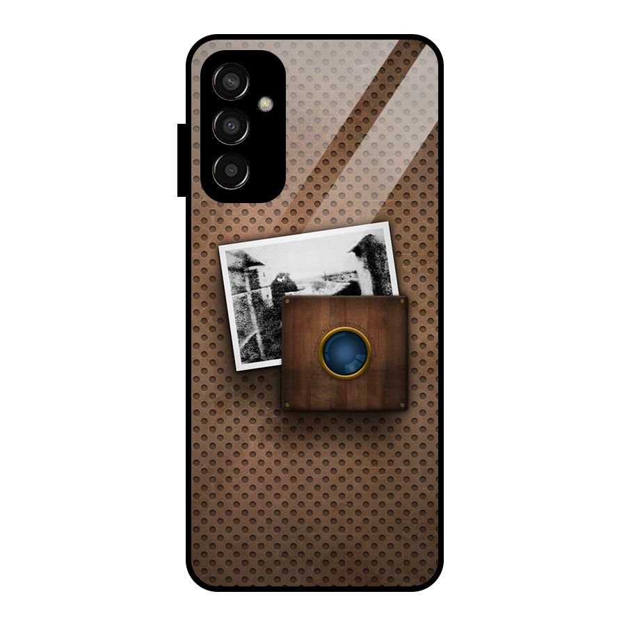 Vintage Wood Camera Glass Back Case for Galaxy F13