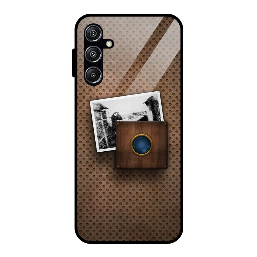 Vintage Wood Camera Glass Back Case for Galaxy M34 5G