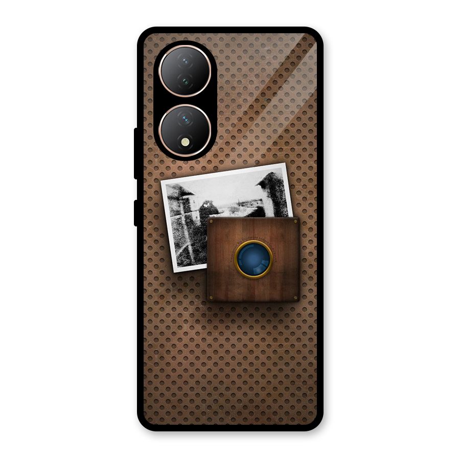 Vintage Wood Camera Glass Back Case for Vivo Y100A