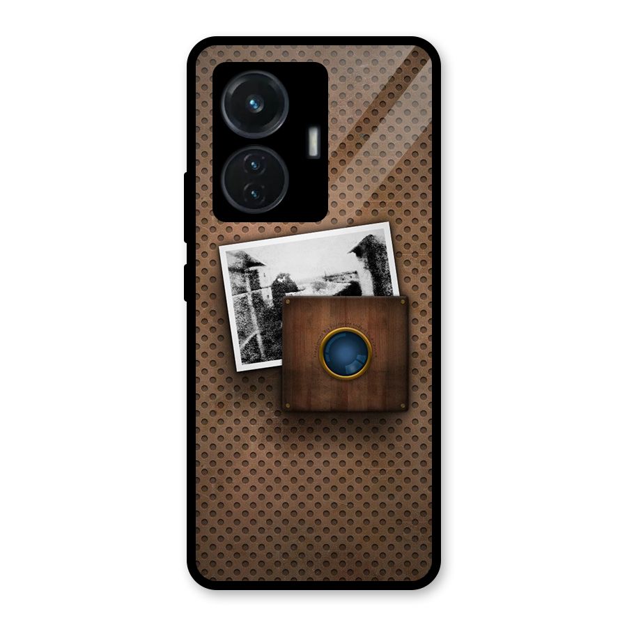 Vintage Wood Camera Glass Back Case for iQOO Z6 44W
