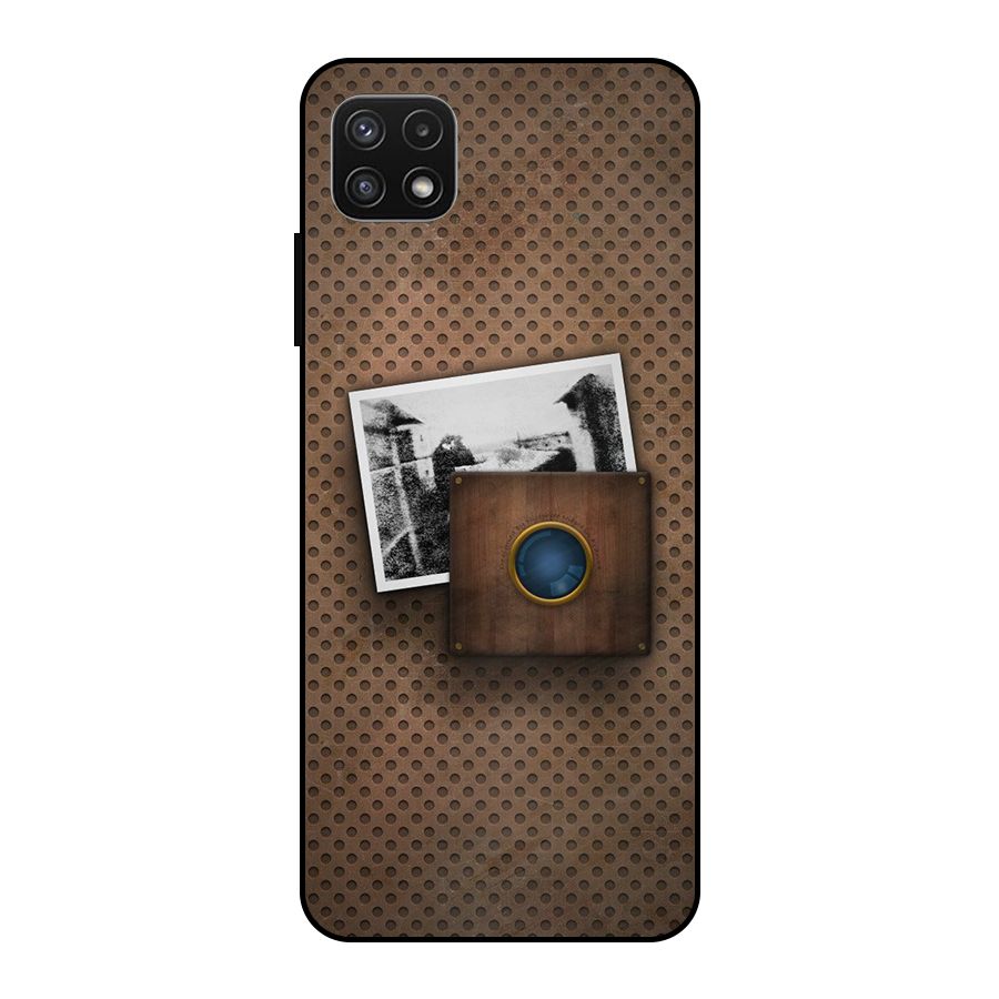 Vintage Wood Camera Metal Back Case for Galaxy A22 5G