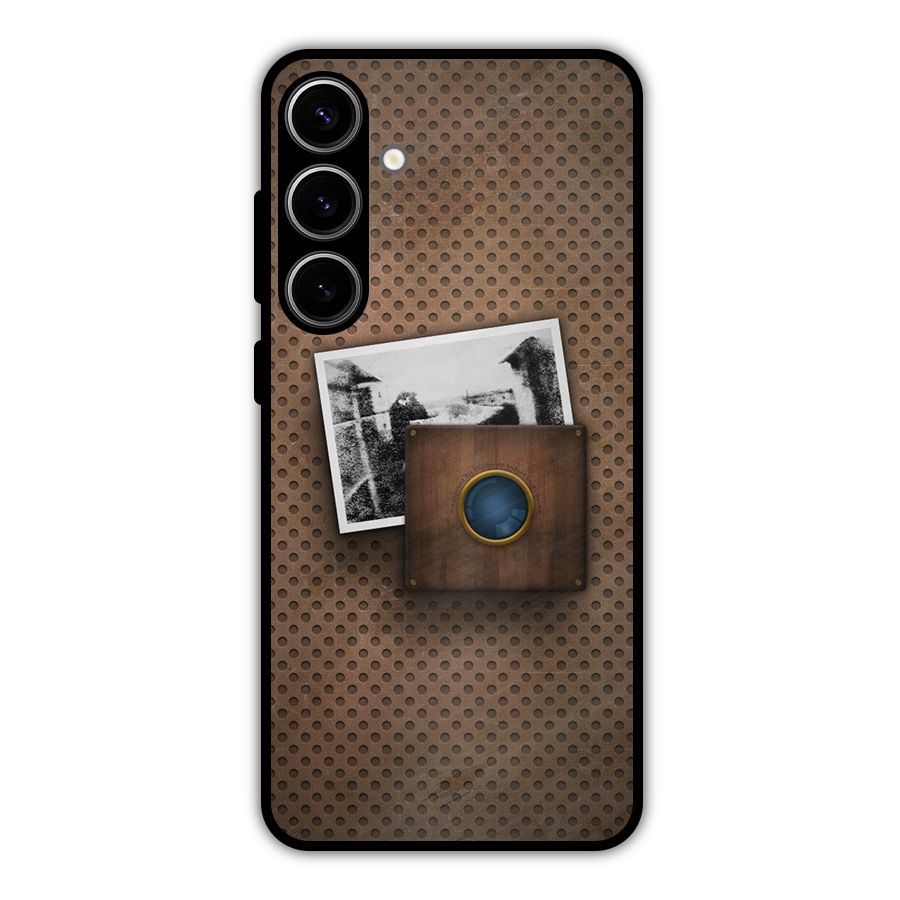 Vintage Wood Camera Metal Back Case for Galaxy S24 Plus