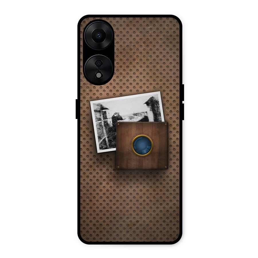 Vintage Wood Camera Metal Back Case for Oppo A78 5G